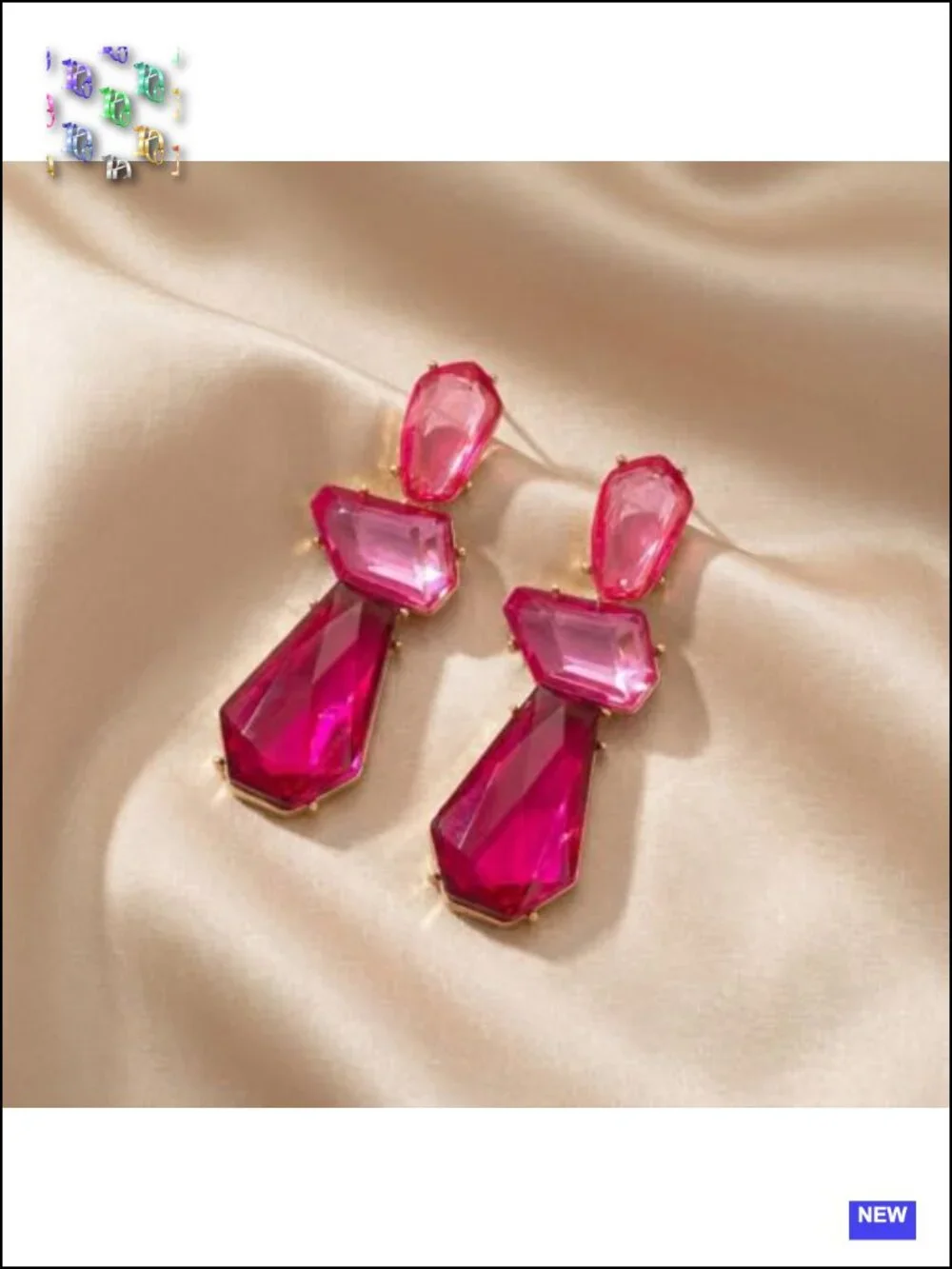 Vintage Brown Rhinestone Drop Dangle Geometric Statement Earrings for Women